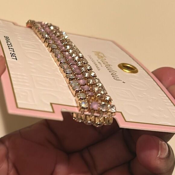 FAOabulous By FAO Schwartz Rhinestone Stretch Tennis Bracelet Set Of 4 Stackable - Picture 6 of 7